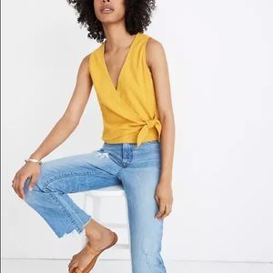 Madewell Texture & Thread Yellow Side Tie Tank XL